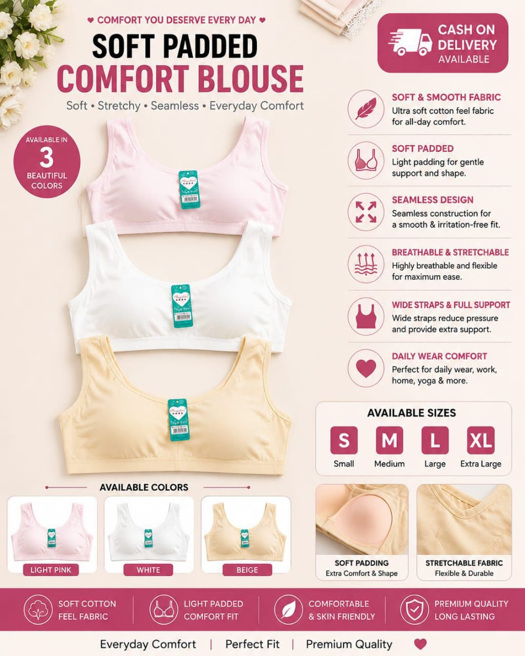 Soft Padded Comfort Blouse