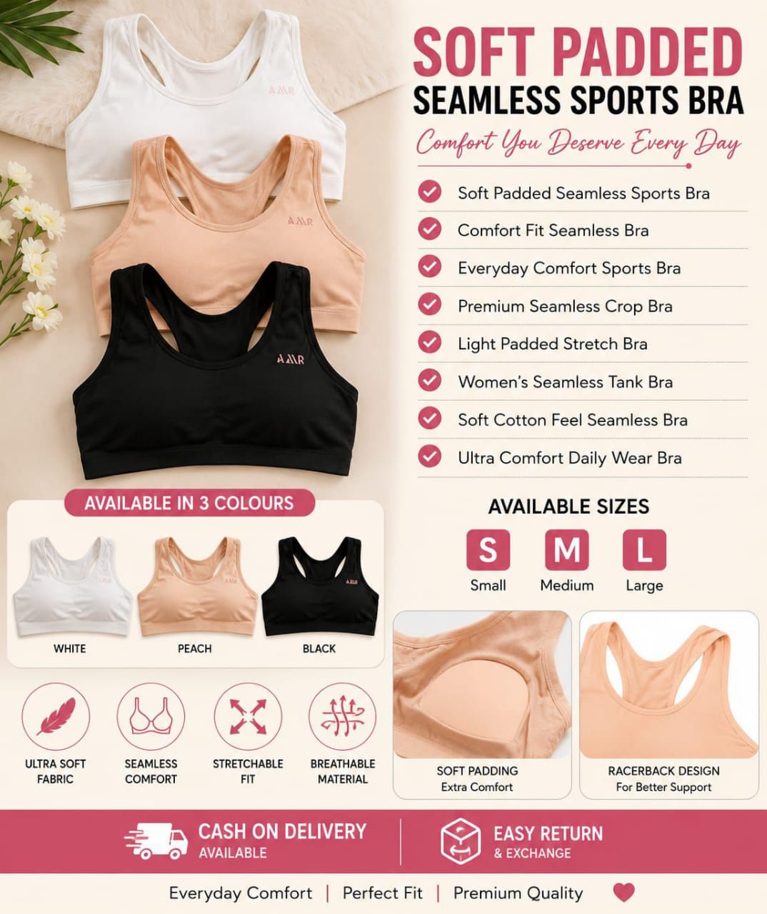 Soft Padded Seamless Sports Bra