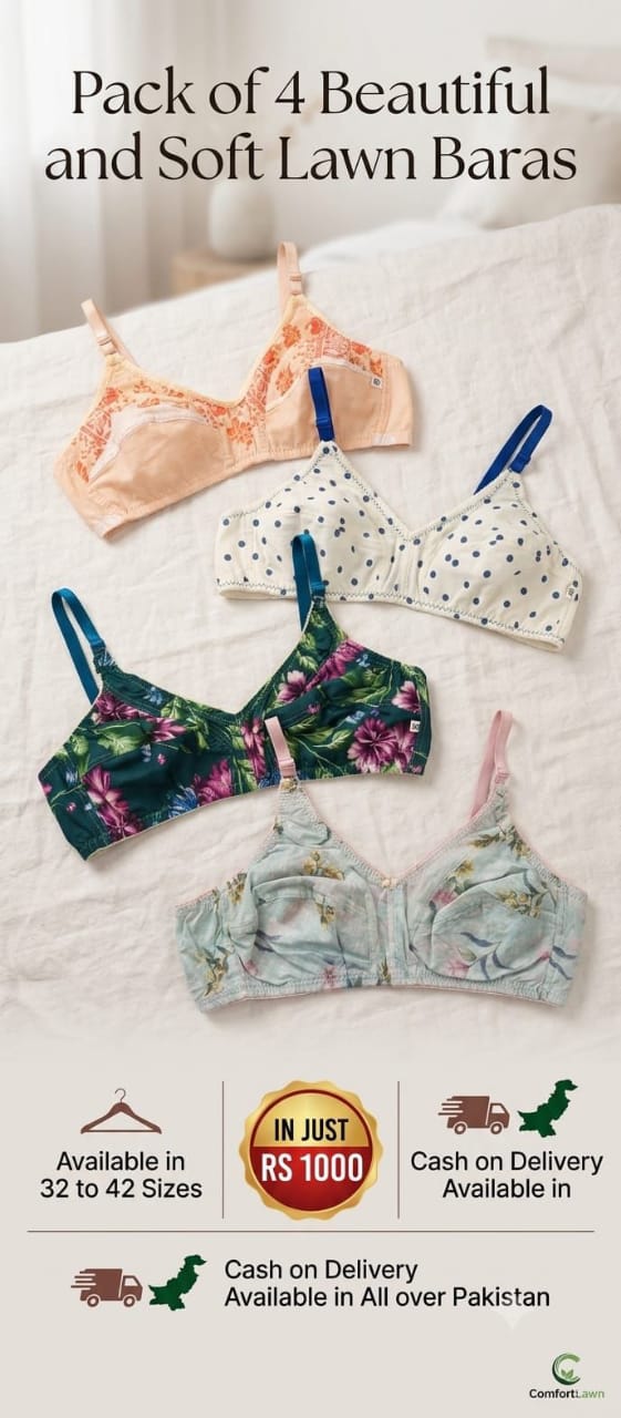 Pack of 4 Beautiful and Soft Lawn Bra