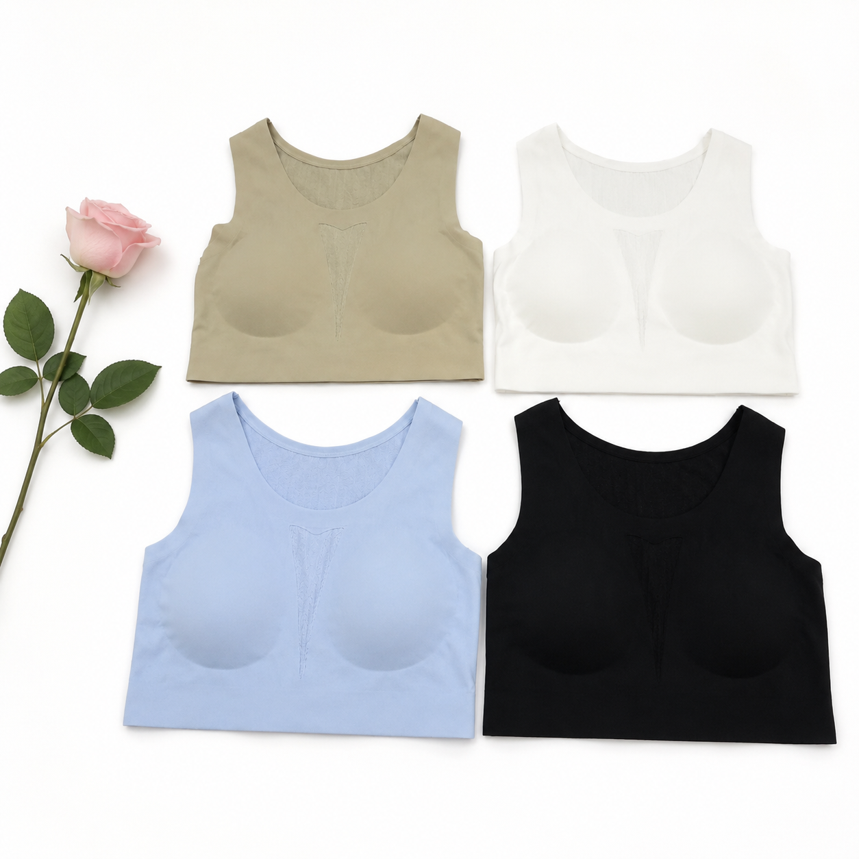 Seamless Wireless Light Padded Tank Bara Soft Stretch Full Coverage Crop Top