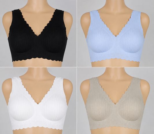 Seamless Ribbed Wireless Padded Comfort Bara