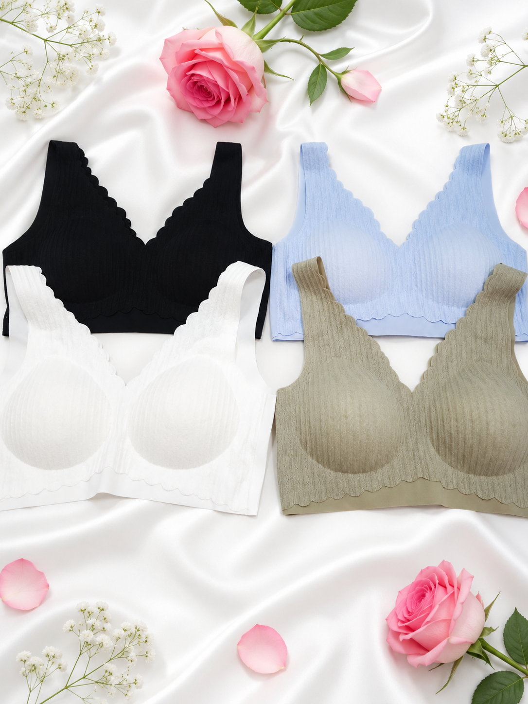 Seamless Ribbed Wireless Padded Comfort Bara